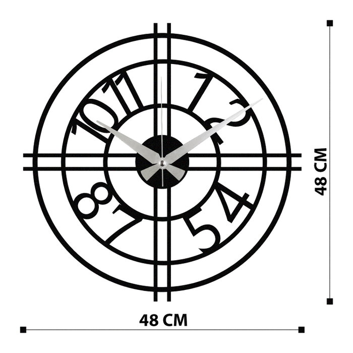 Wallity Enzoclock - S010 Reloj de Pared Decorativo Negro de Metal